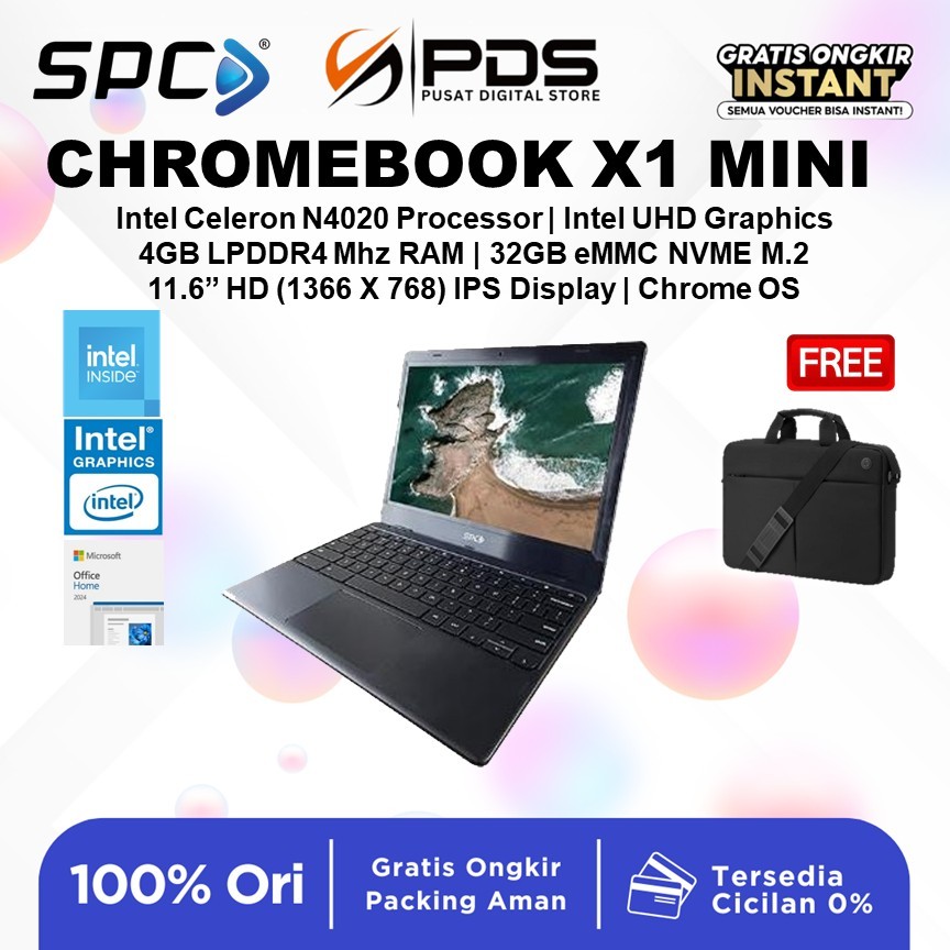 SPC Chromebook X1 Mini Dual Core N4020 Ram 4GB eMMC 32GB 11.6" HD TN Chromebook OS 2Y - Garansi Resm