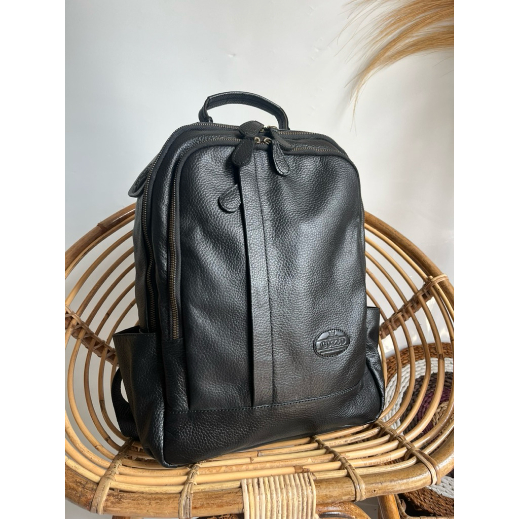 GOZZO LEATHER Tas Laptop Tas Pungung Tas Kantor Kulit Asli motif jeruk-Free Grafir Nama