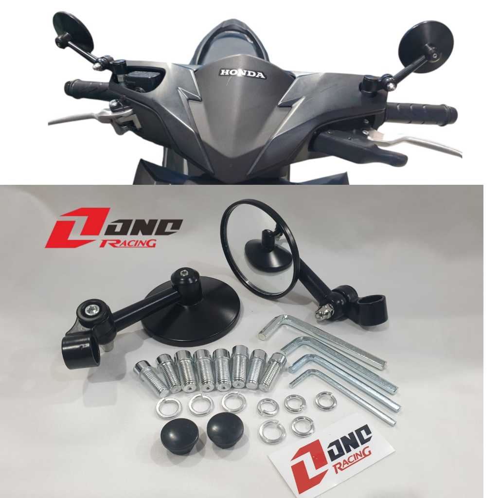 Spion Bulat Kaca Cembung CNC HITAM Vespa Sprint Primavera S LX LXV Universal Motor