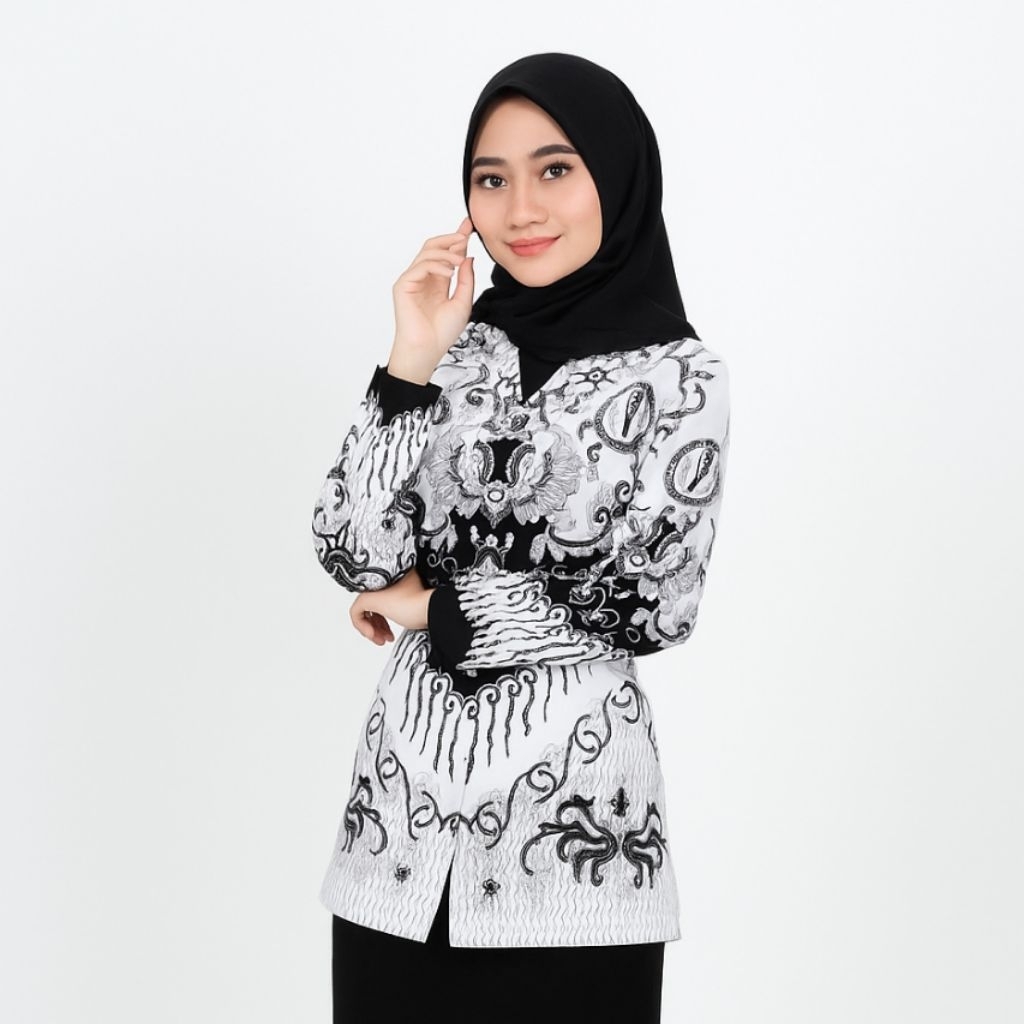 Seragam Batik PGRI Nasional Wanita Terbaru Stelan Rok dan Celana Baju Batik Kerja Guru Ukuran S - 6L