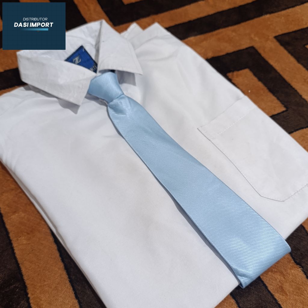 DASI INTSAN BIRU MUDA DASI SIAP PAKAI DASI RESLETING DASI SALUR HALUS ZIPPER BIRU MUDA