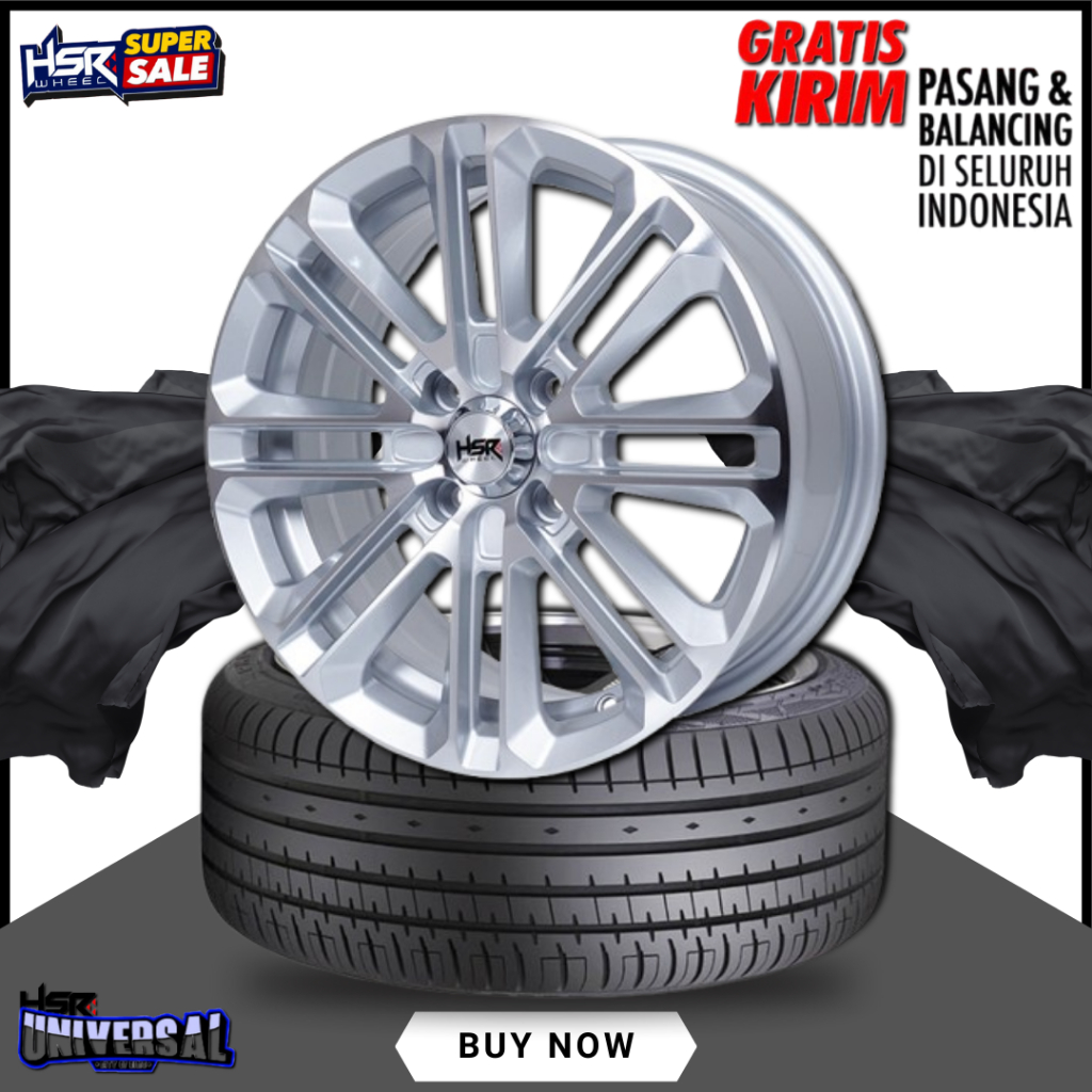 PAKAETAN VELG+BAN MOBIL HSR TYPE ALKANI 359 R15 BAN UK 195/50 R15 BUAT BRIO JAZZ YARIS AGYA DLL