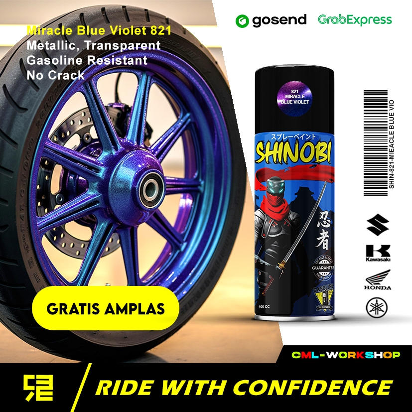 Cat Semprot Shinobi Bunglon Blue Violet warna 3d chameleon untuk body dan velg