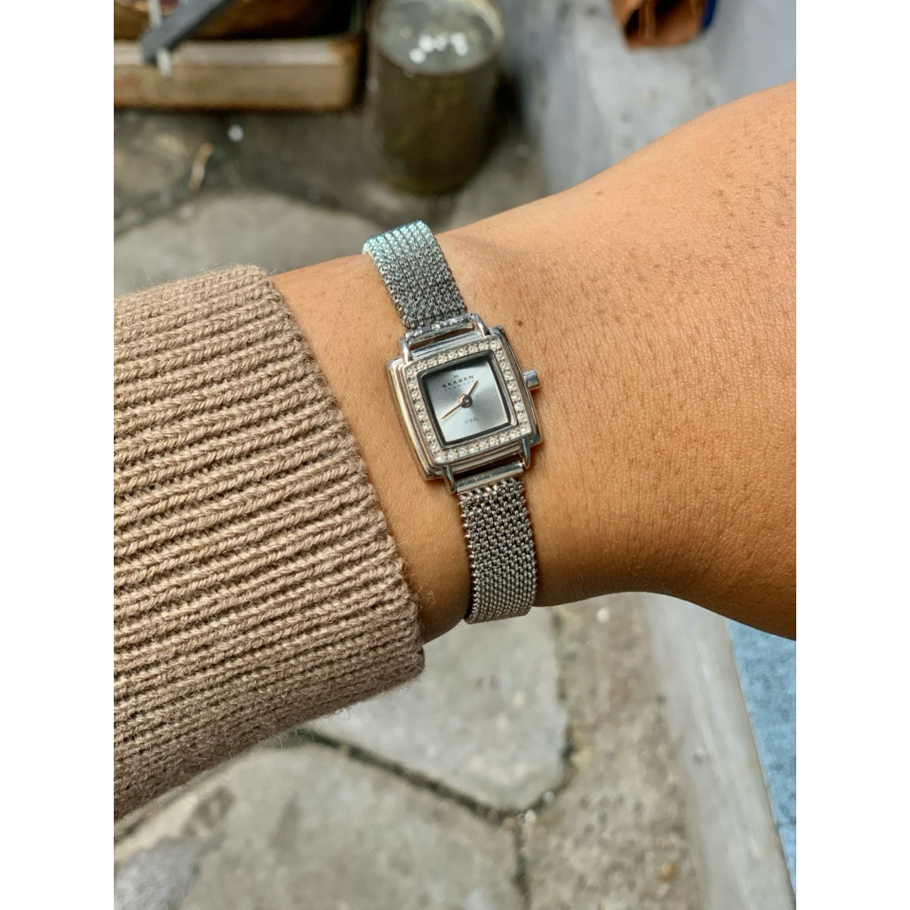 Skagen Mesh Swarovski Crystal & Stretch Bracelet 821XSSS1 Denmark