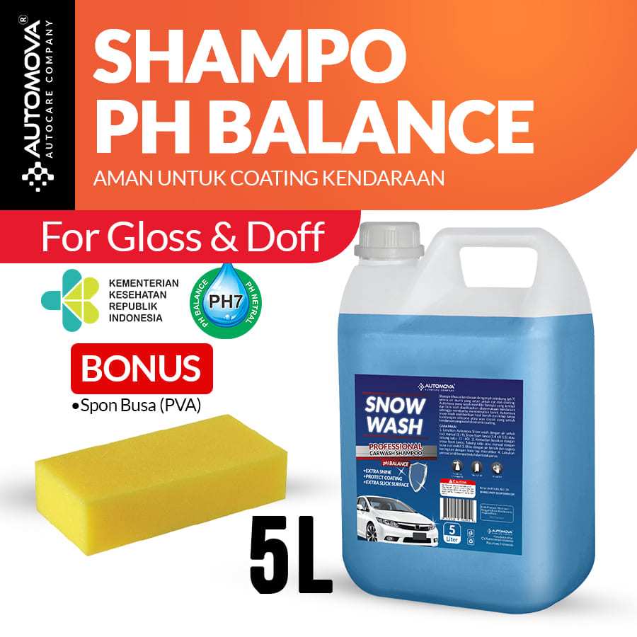 AUTOMOVA - Shampo Motor Doff Glossy Cuci Mobil Salju PH Balanced Netral Snow Wash 5 Liter