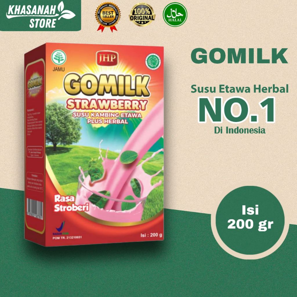 

Gomilk susu kambing etawa plus herbal 200gr rasa strowberi