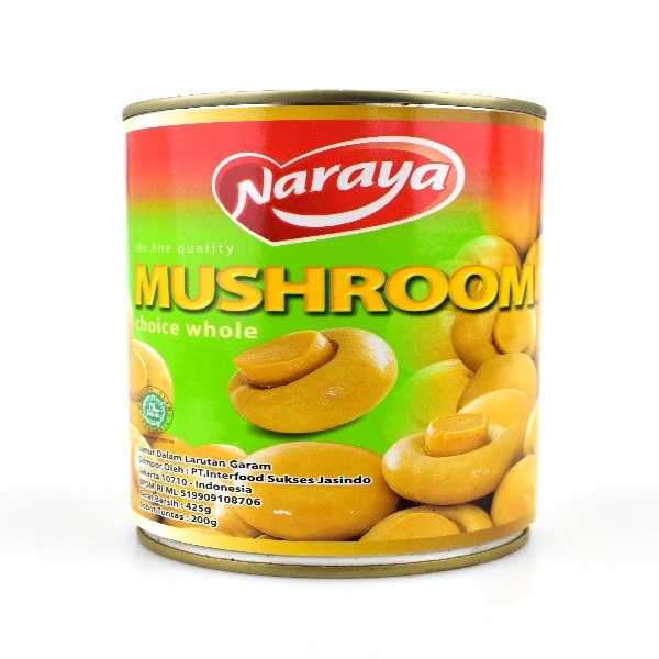 

NARAYA BUTTON MUSHROOM WHOLE 425GR CANNED CHAMPIGNON JAMUR KANCING KALENGAN HALAL