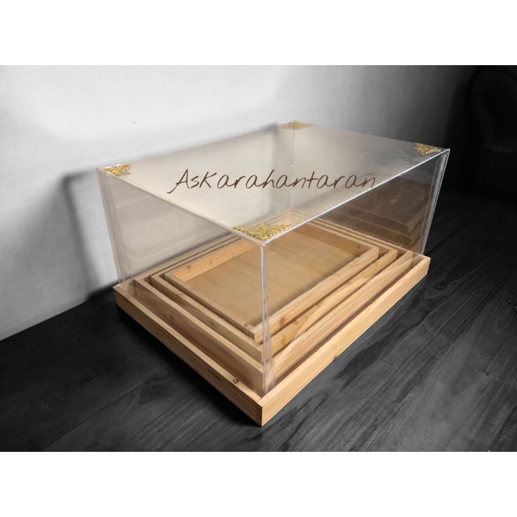 

kotak hantaran seserahan kayu jati belanda 1 set isi 4 box