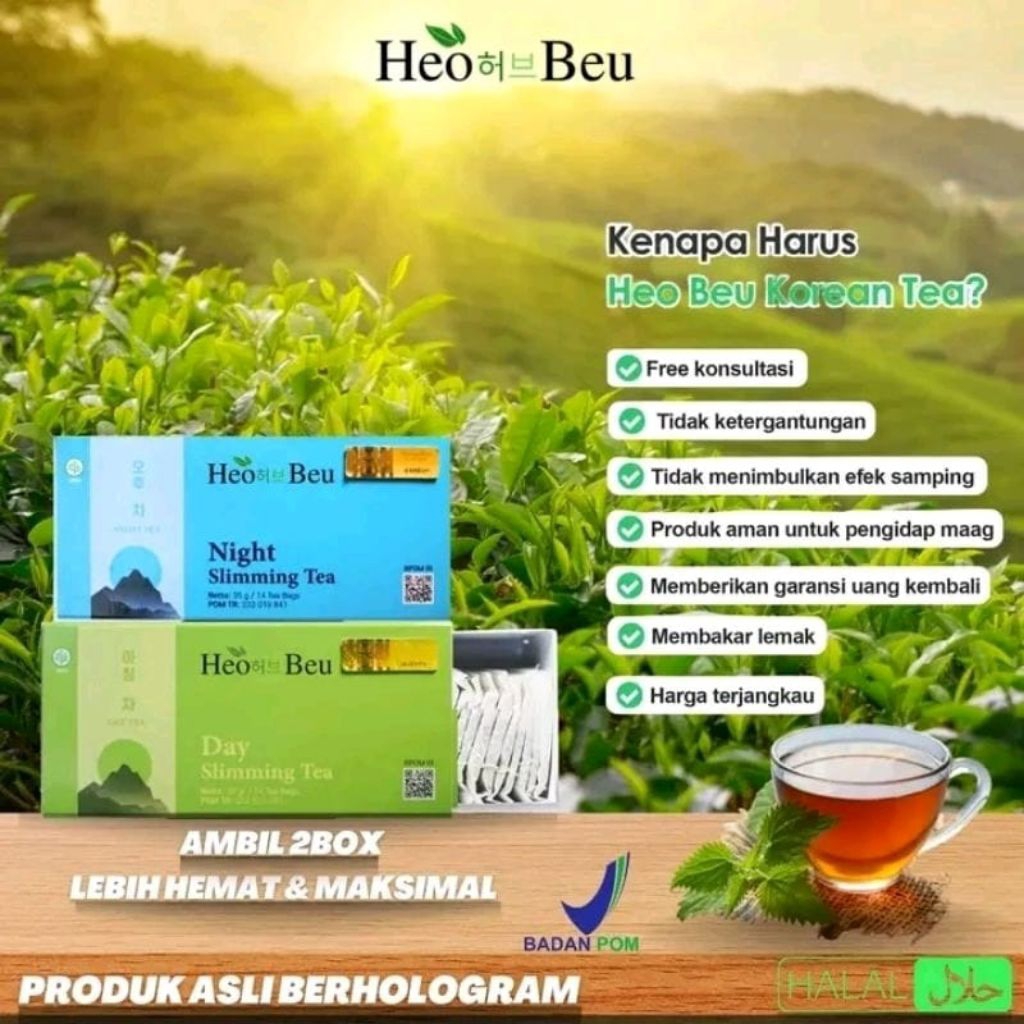 KEMASAN BARU TEH HEO BEU SLIMMING TEA ORIGINAL HEO BEO SLIMING TEA BPOM ORI 100% TEH PELANGSING TEH 