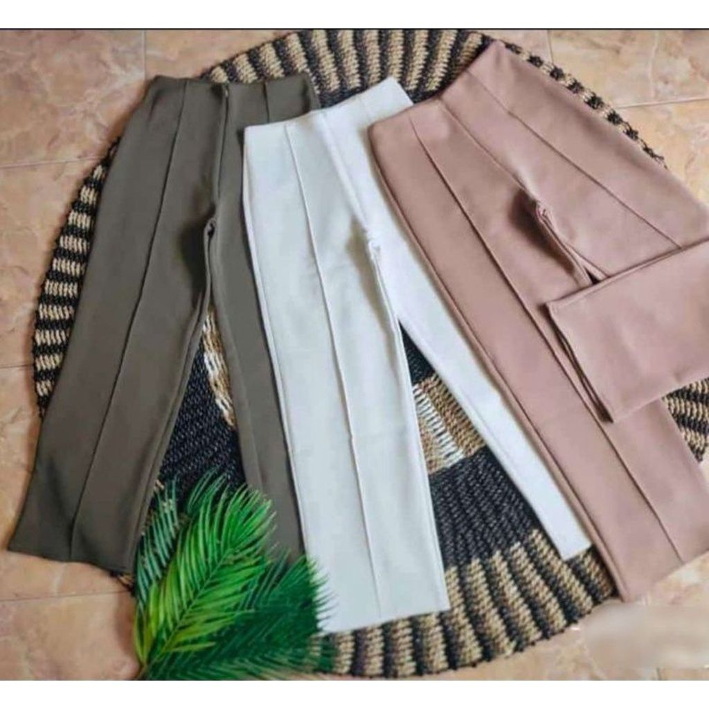 Celana kulot panjang wanita cubit basic scuba resleting depan