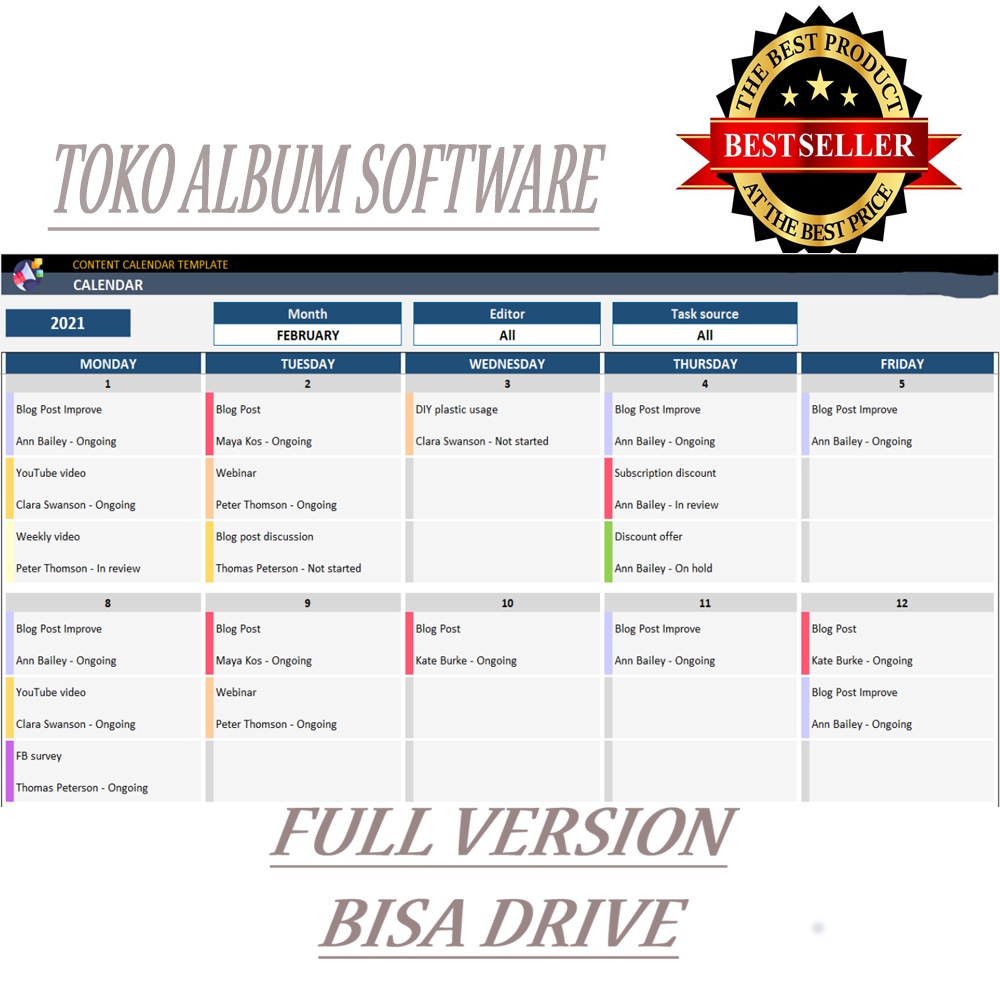 Aplikasi Templat Excel Kalender Konten