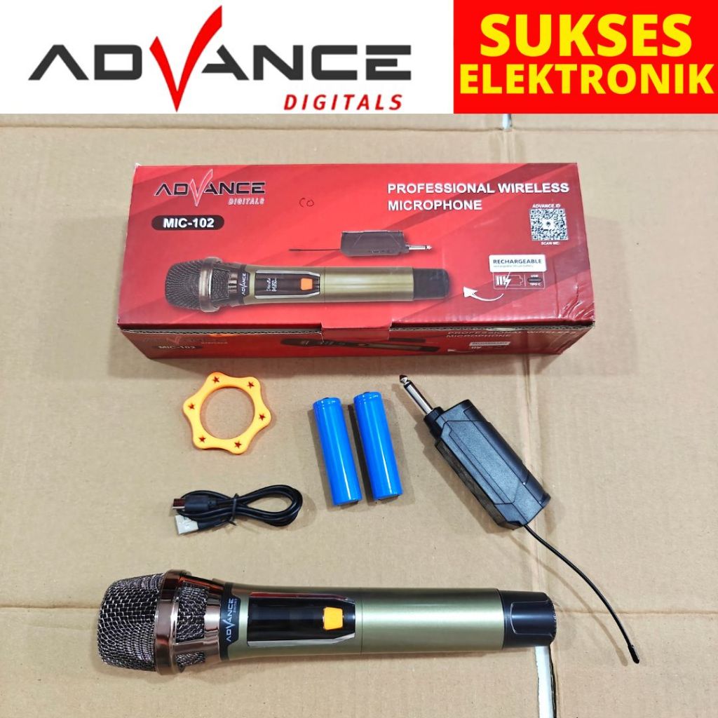 MIC WIRELESS ADVANCE MIC-102 / MIK MICROPHONE KAROKE BAGUS BERAT TANPA KABEL CAS