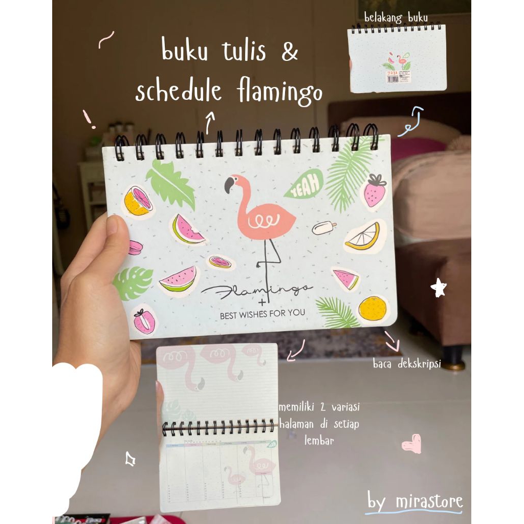 

schedule book aesthetic | buku jadwal | buku jadwal schedule ala korea | buku tulis flamingo