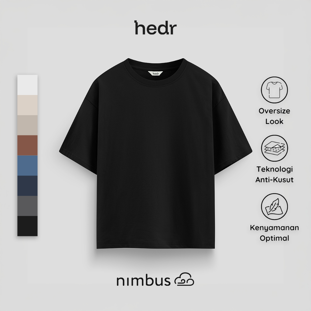 HEDR Nimbus Kaos Polos Oversize T-Shirt | Black