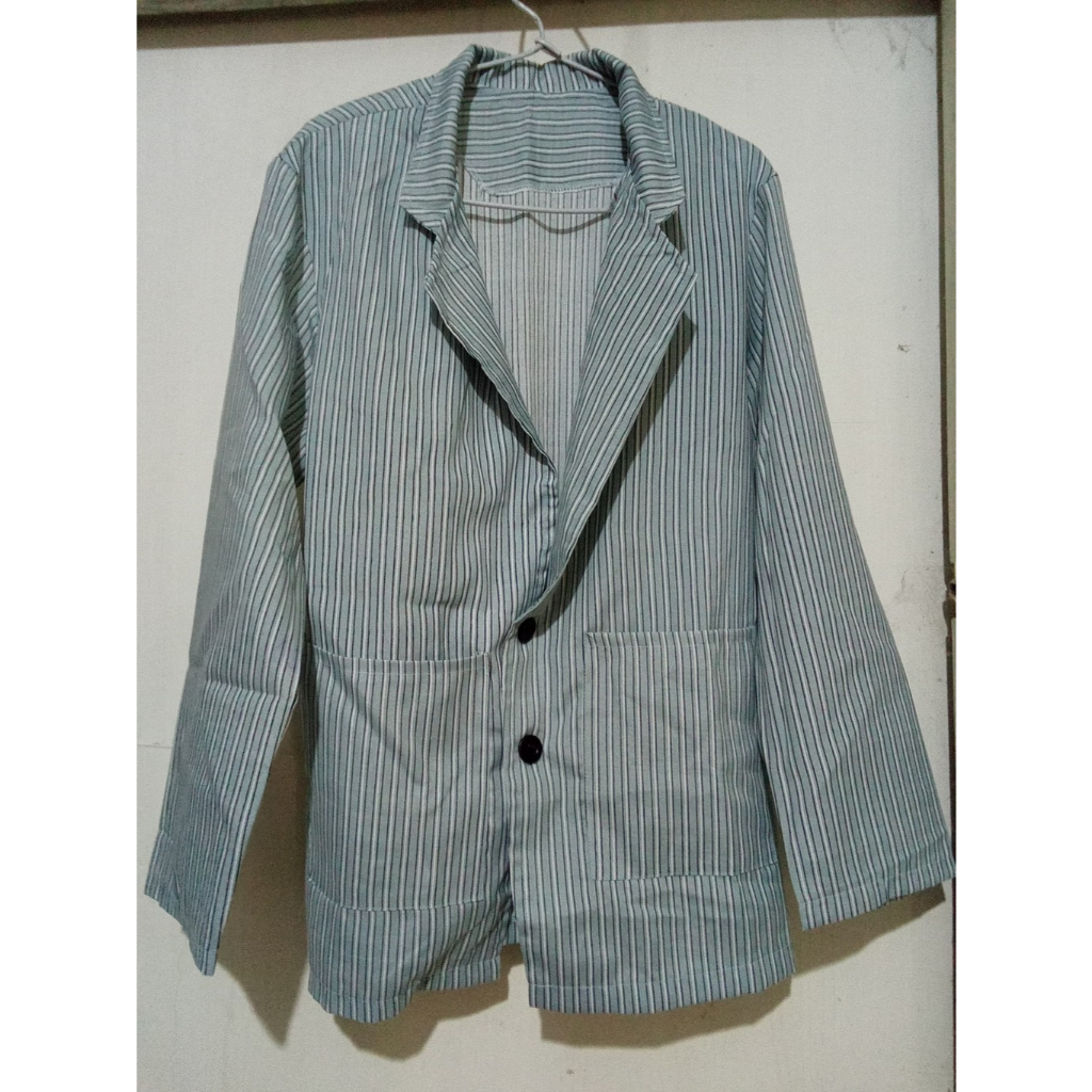 Blazer Wanita Motif Garis Lengan Panjang
