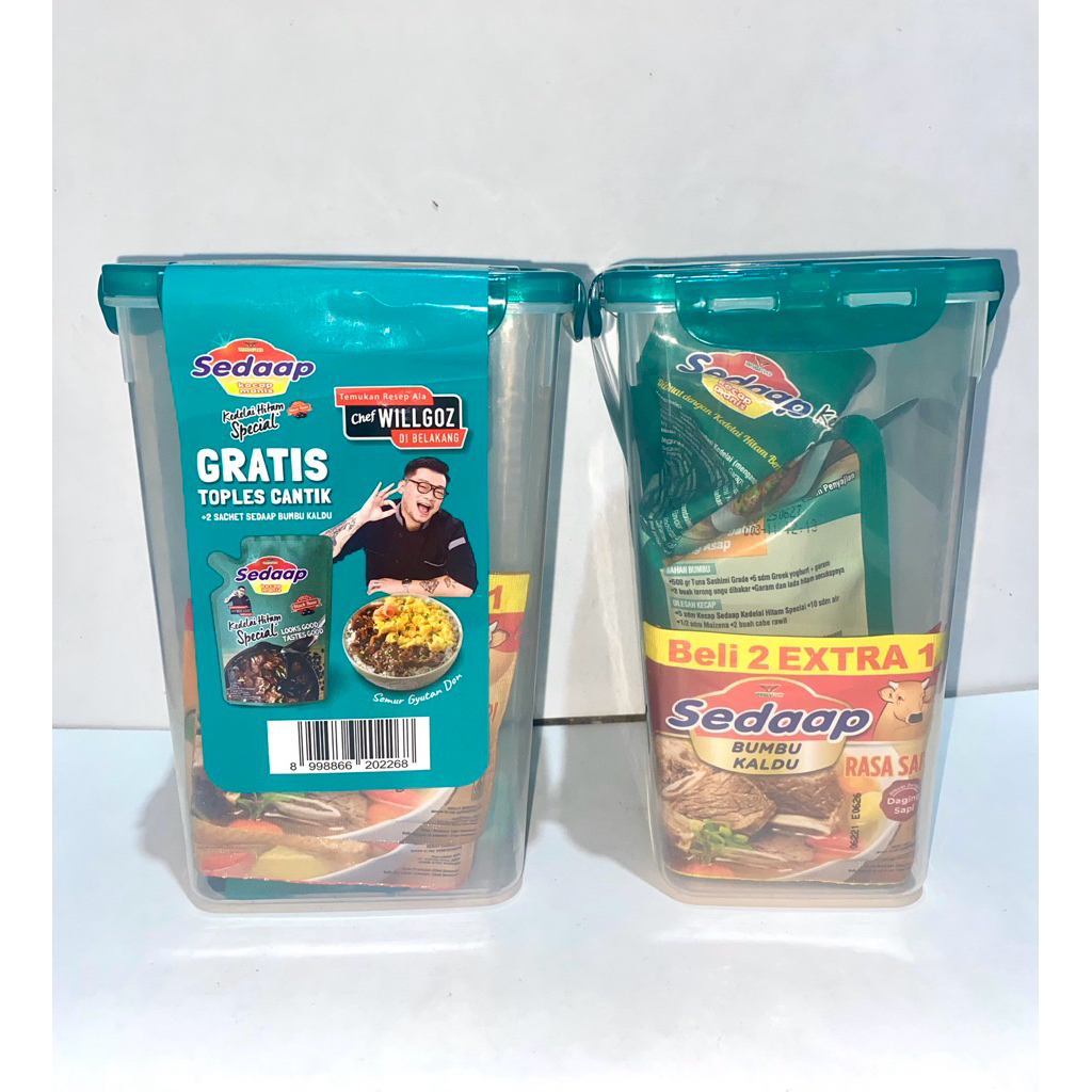 

Kecap Sedaap gratis Toples+2 sachet Sedaap Bumbu Kaldu