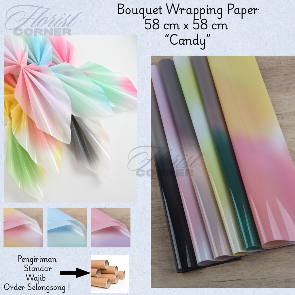 

[ Per Pack ] Kertas Buket Gradasi motif Candy / Cellophane Flower Wrapping