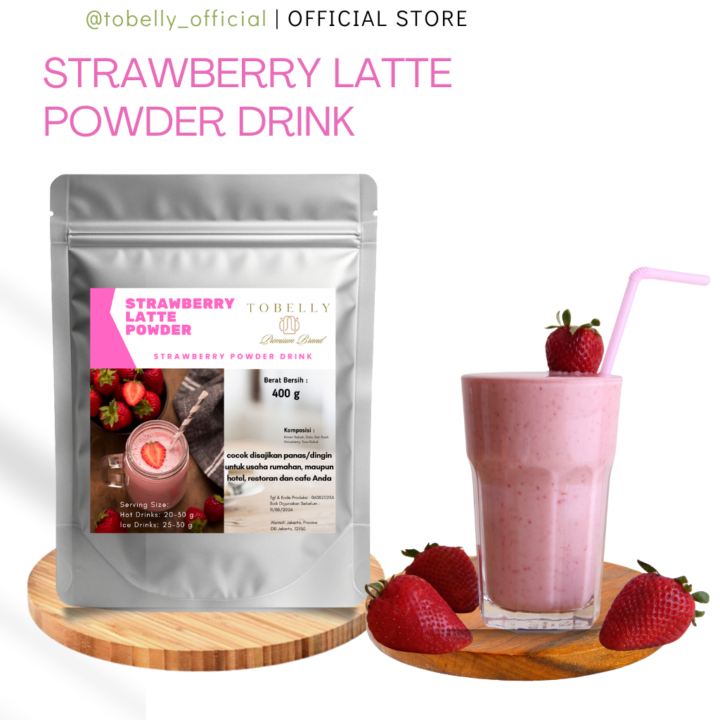 

Tobelly Bubuk Minuman Strawberry Latte Premium Drink Powder 400g