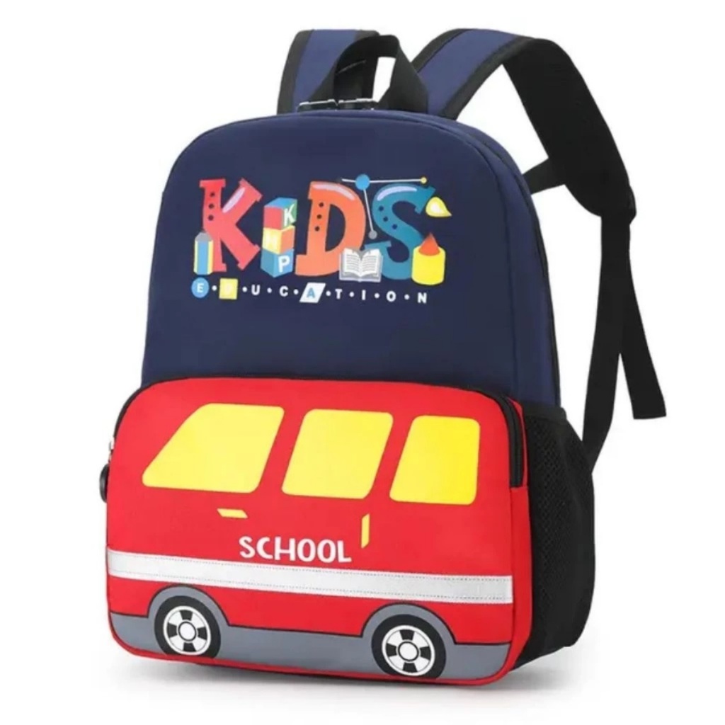TUGUFAMILY - Ransel Anak Sekolah Ukuran Untuk Anak PAUD TK SD Muat Buku LKS Motif Mobil