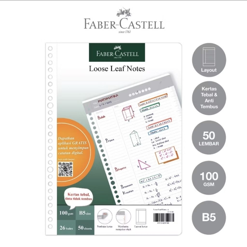 

Faber Castell Kertas Loose Leaf B5 isi 50 lembar garis biasa digital