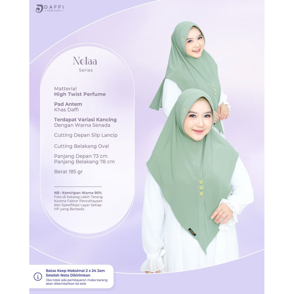 [ORIGINAL DAFFI] ~ BERGO NELAA / BERGO CANTIK BELAH TENGAH / HIJAB JERSEY CANTIK / HIJAB JERSEY KANC
