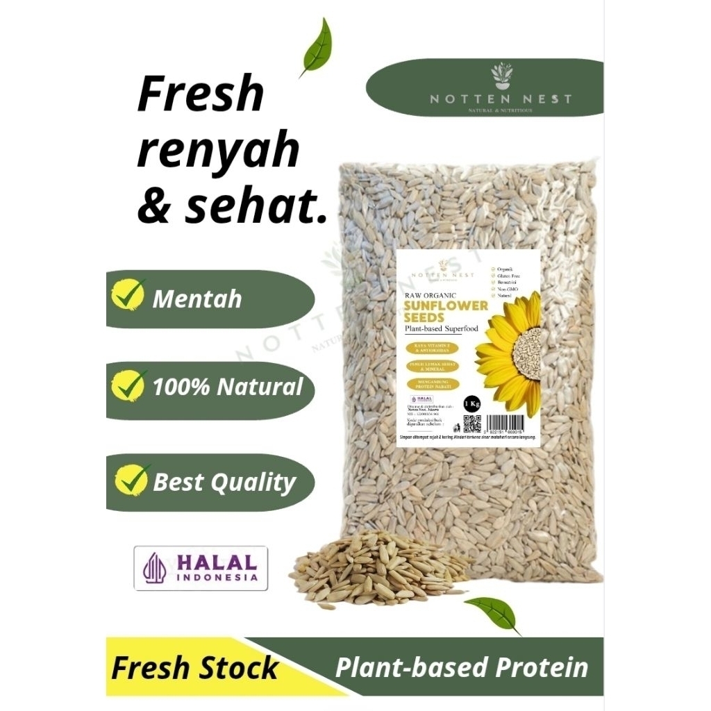 

Raw Organic Sunflower Seed Kupas 250gr / Biji Bunga Matahari Mentah - Premium untuk Granola - Salad - Baking Tanpa Pengawet - kuaci kupas 250 gr - kuaci - gluten free snack