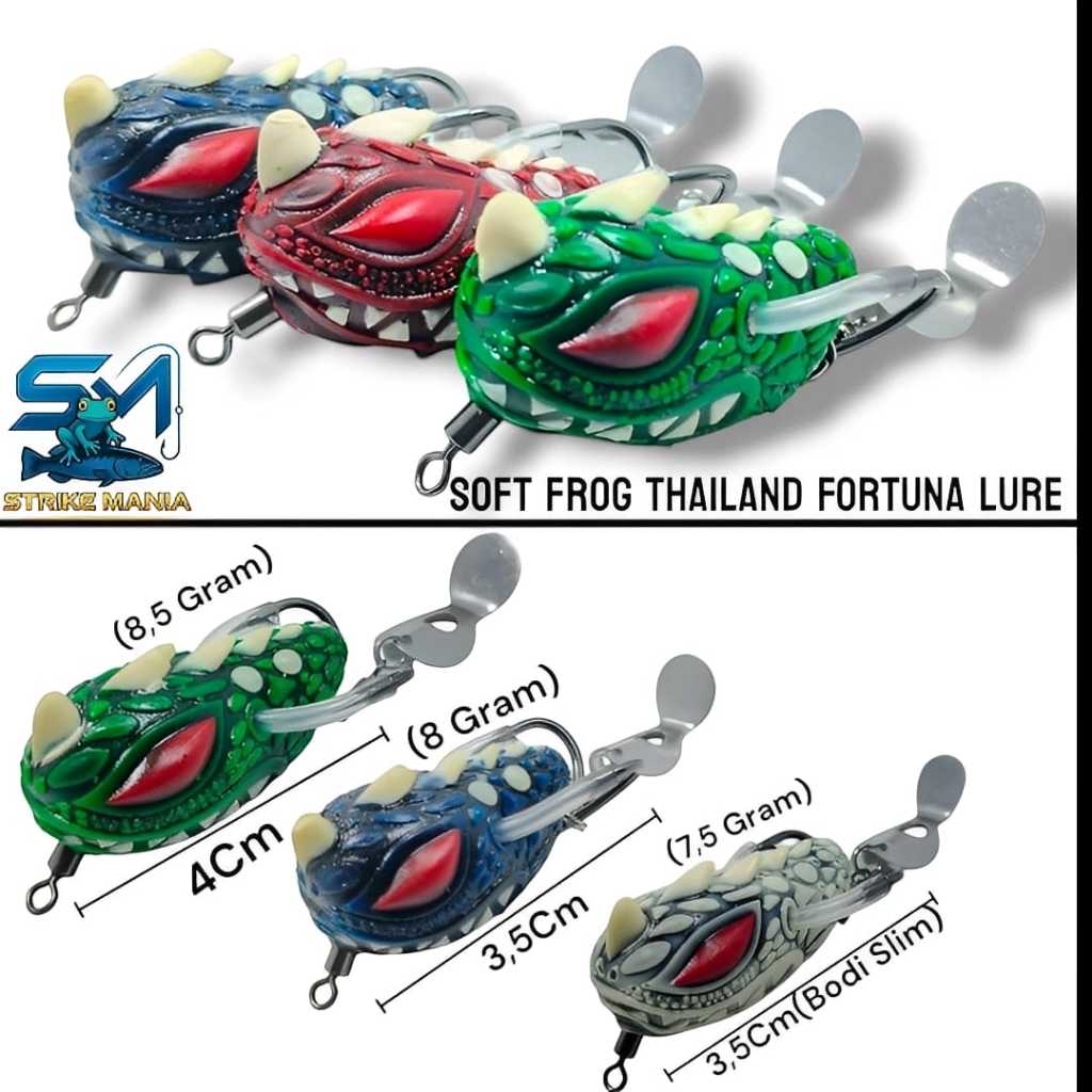 SOFT FROG 3D THAILAND FORTUNA LURE UKURAN 3,5CM&4CM