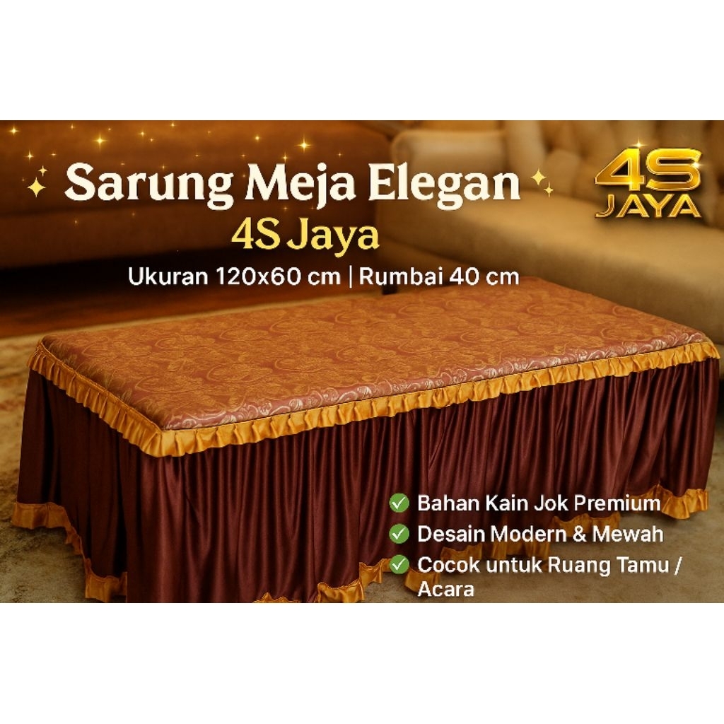 Taplak Meja Tamu Rumbai Elegan Bahan Kain Jok Premium 120x60 cm Anti Kusut & Tahan Lama