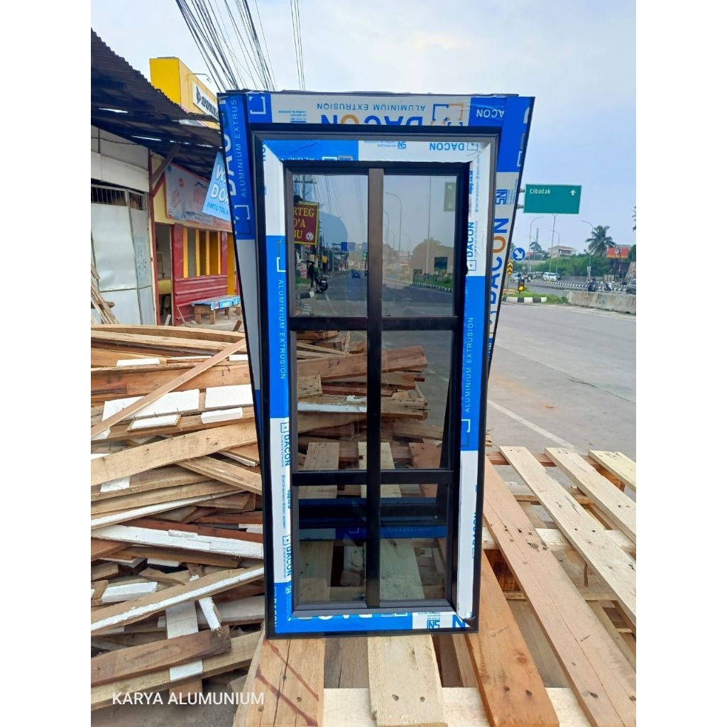 kusen jendela aluminium ornamen lengkap teralis T.80xL.40cm 3in bisa custom lengkap asesoris free pa