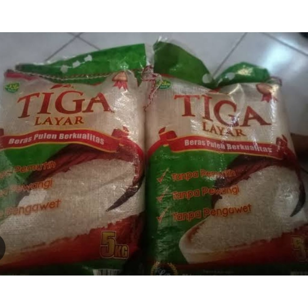 

beras tiga layar kemasan 3kg