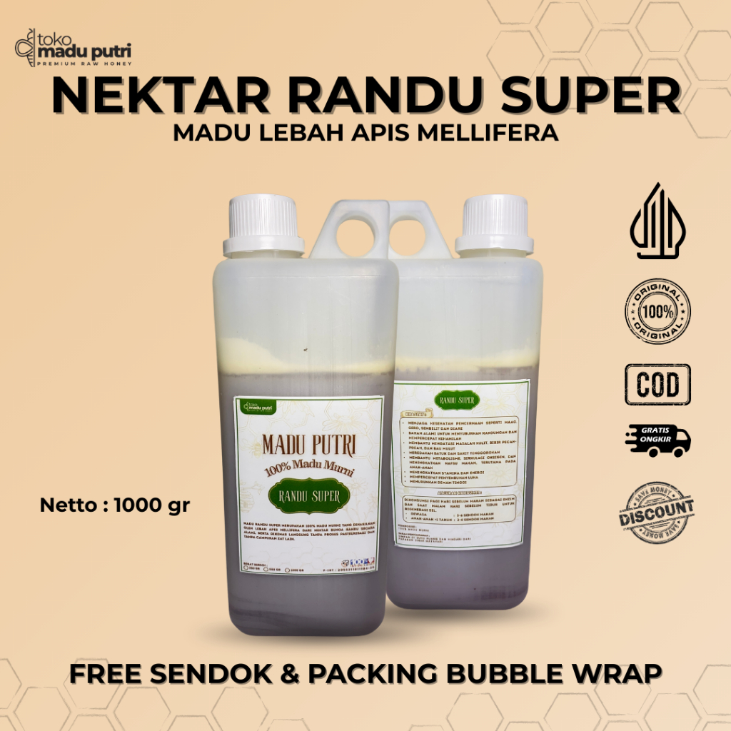 

[100% Alami] Madu Mentah Murni Asli Nektar Randu 1 kg Grade A Pure Natural Raw Honey