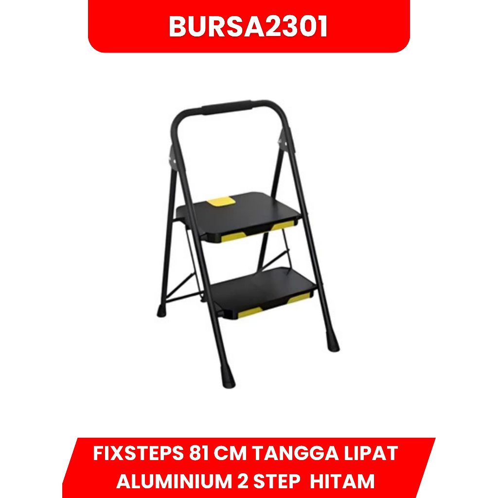 Fixsteps 81Cm Tangga Lipat Aluminium 2 Step Hitam Dgn Pegangan Ladder Aluminium 2Steps Tangga Multif