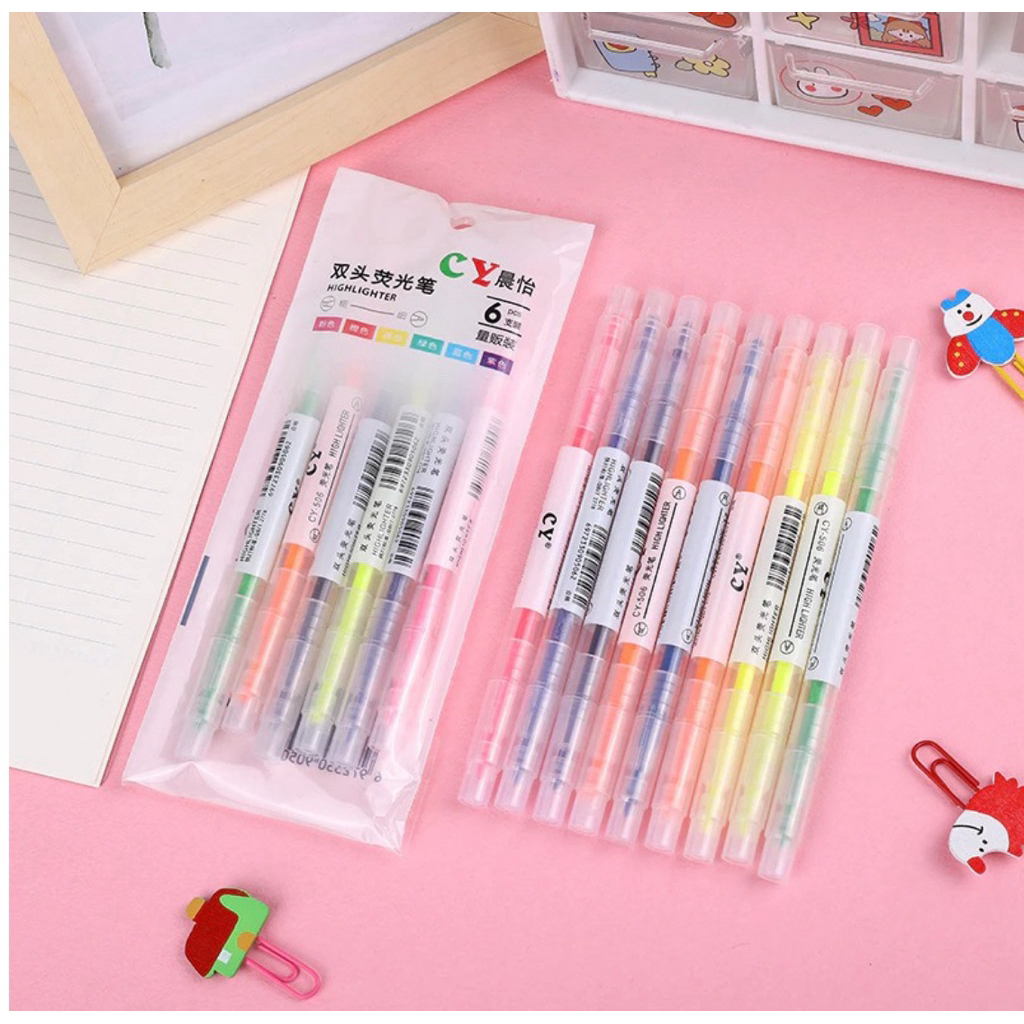 

(Isi 6pcs) Stabilo 2 Sisi - Highlighter / Penanda