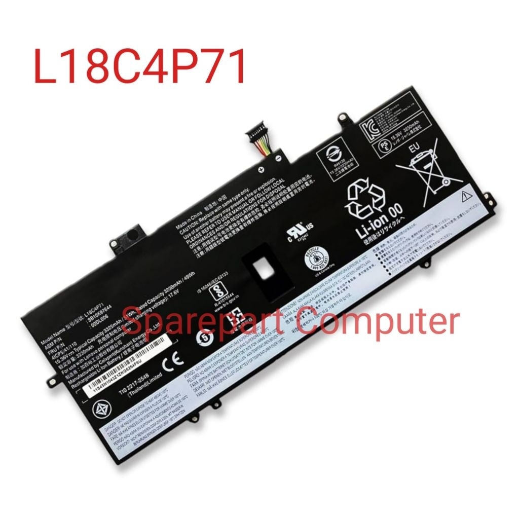 Baterai Battery Lenovo Thinkpad X1 Yoga 4th Gen 4 3019 L18C4P71 L18L4P71 SB10K97644 SB10K97642/3