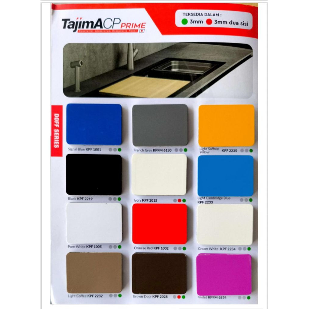 ACP Alumunium Composite/Panel ACP TAJIMA 3mm PE Interior ukuran 1.22 x 2.44m