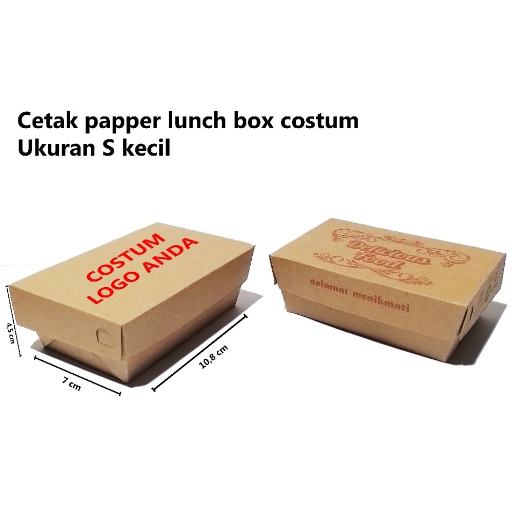 

Lunch box Laminasi dalam costum cetak logo Ukuran kecil 10,5 cm x 7 cm x 4,5 cm