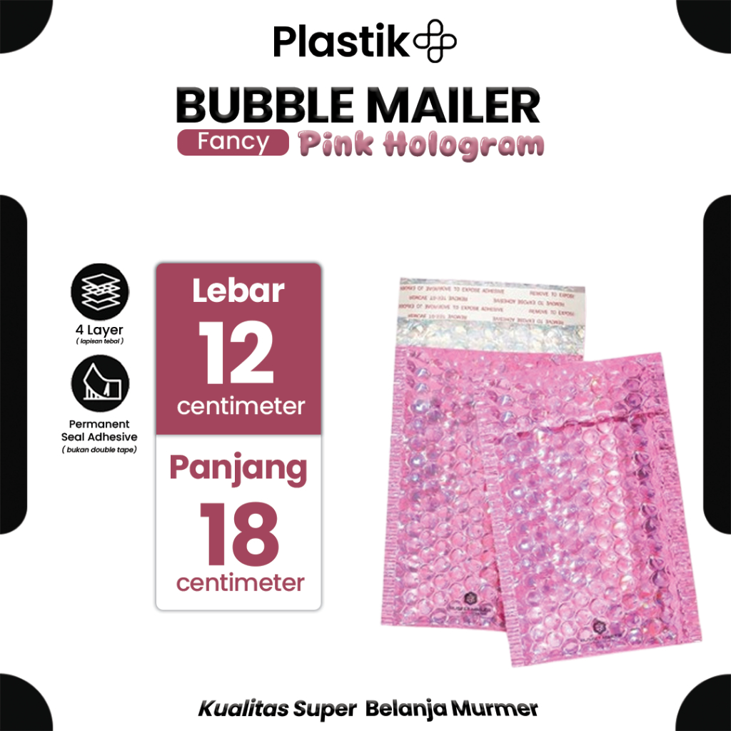 

Amplop Bubble Envelope Mailer Rusfet Satuan Pink Hologram 12x18 cm