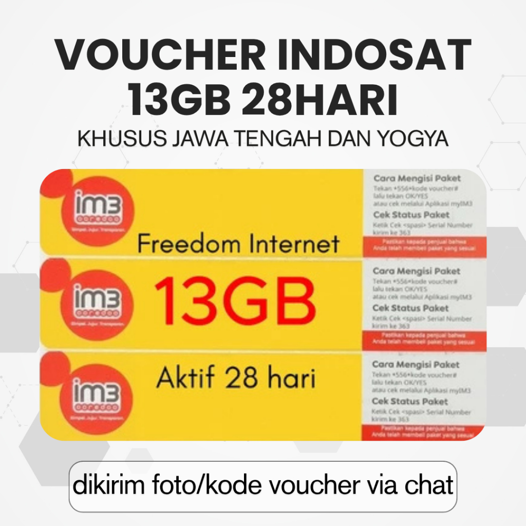 Voucher Indosat 13GB 28Hari Jateng