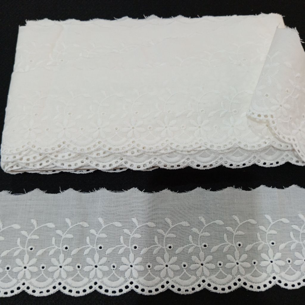 Renda katun 8 cm | renda baju | renda mukena | katun putih | renda meteran