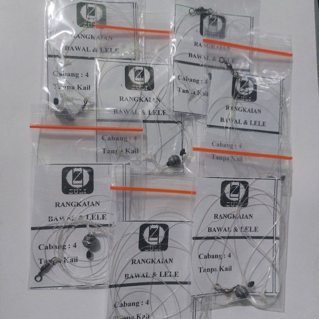 Rangkaian Bawal & Lele Cabang 4 Tanpa Kail timah gantung Rangkaian Pancing Ikan Bawal & Lele