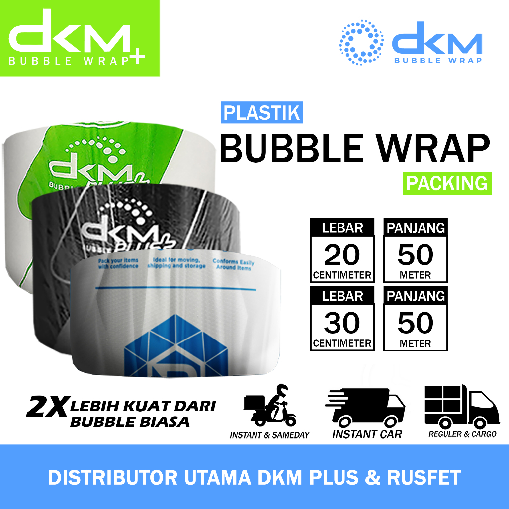

Plastik Bubble Wrap DKM 30cm 20cm x 50m Putih Bening & Hitam Packing Roll