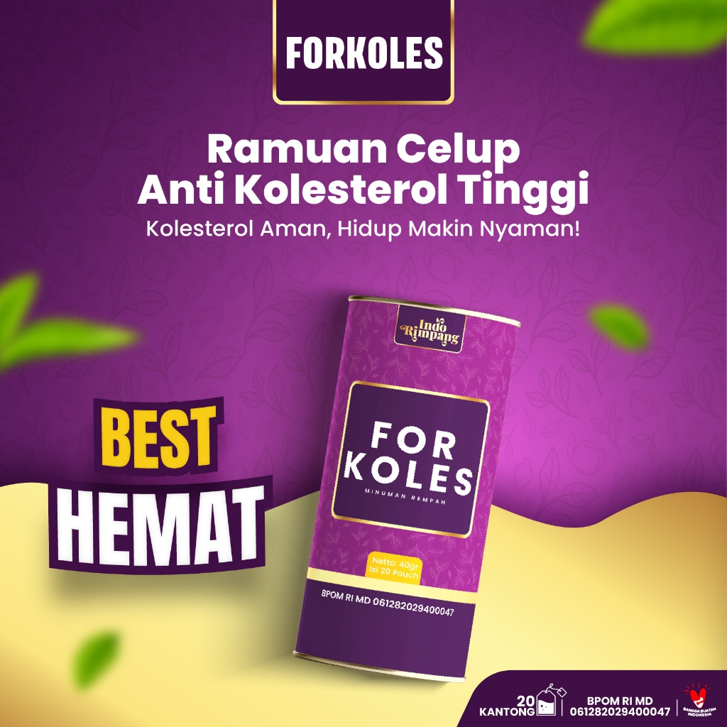 

FOR KOLES Ramuan Celup Obat Herbal Turunkan Kolesterol Tinggi dan Gula Darah Alami BPOM