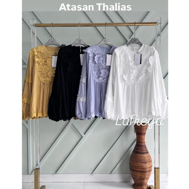 atasan thalias, atasan lfy, atasan lafreya, blouse bangkok, atasan putih, blouse bkk, atasan mewah