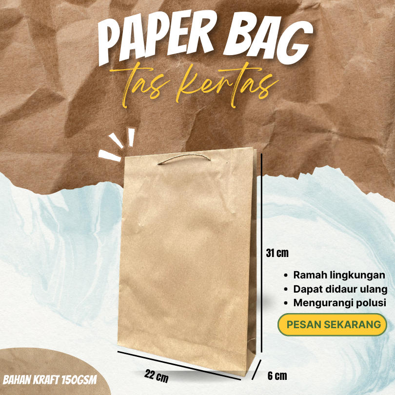 

Paper Bag / Tas Kertas / Go Green Bag Ukuran 22 x 6 x 31CM
