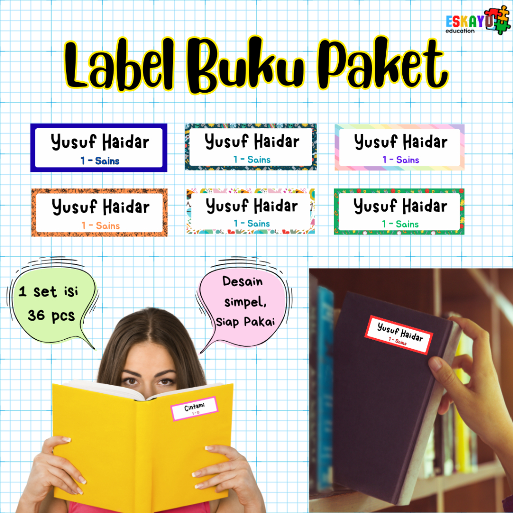 

Label Buku Paket / Buku Tulis Simpel Siap Tempel / Siap Pakai / Label Buku Anak / Label Buku