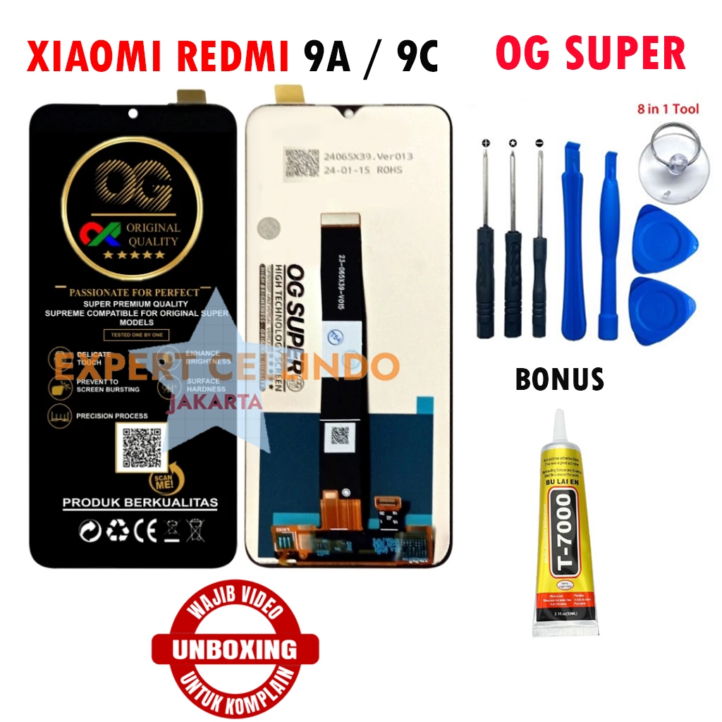 LCD Touchscreen Xiaomi Redmi 9A / 9C Fullset – Layar Sentuh HP Bonus Lem & Obeng Set