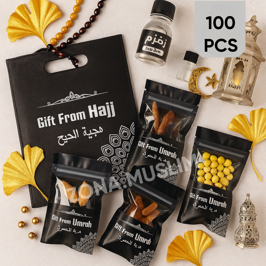 

PAKET OLEH OLEH HAJI DAN UMROH KEMASAN EXCLUSIF 100PCS
