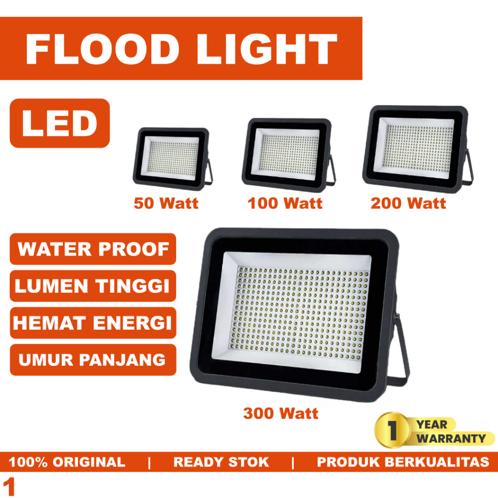 Lampu Sorot LED 100 Watt 50 200 300 Outdoor Flood Light Spotlight Lampu Bohlam Kap Sorot Led