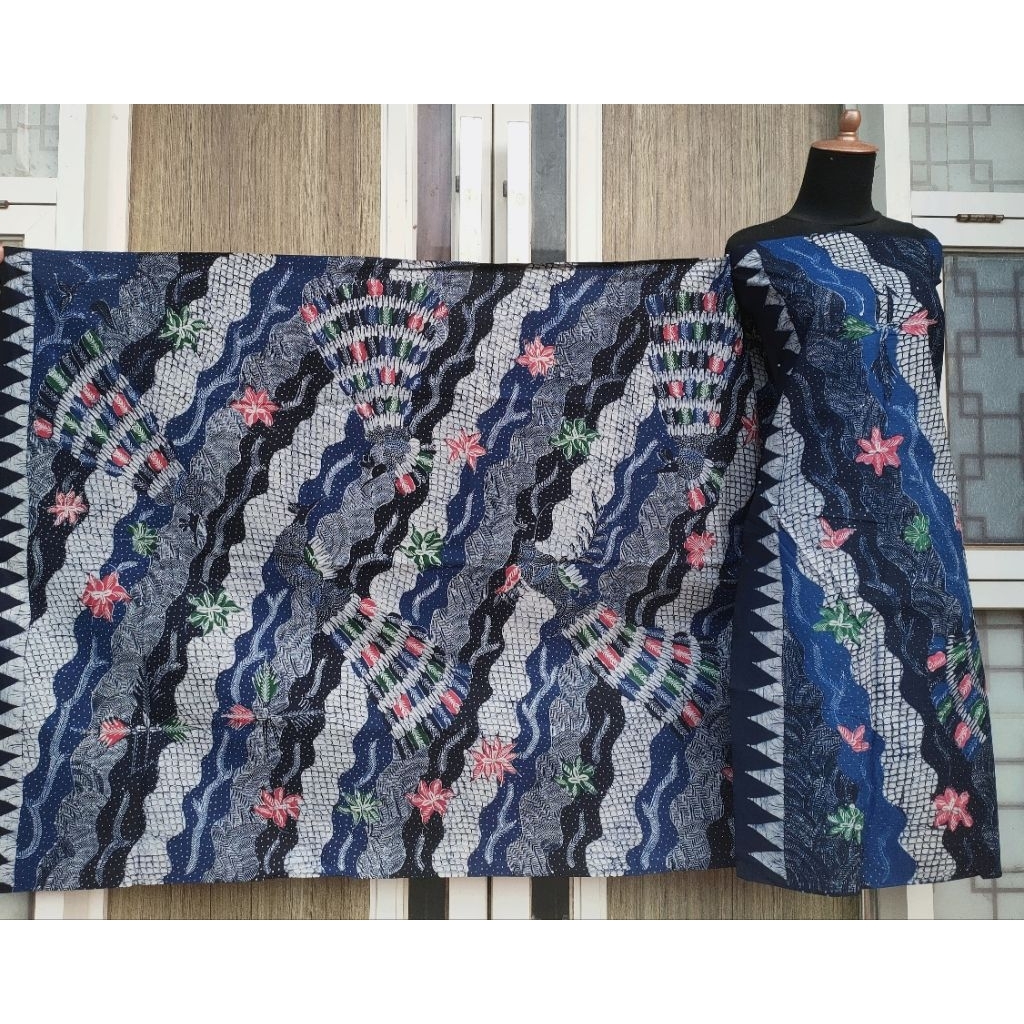 bisa COD Batik umiromlah 3010352 Bahan Kain Batik Full Tulis Asli pengrajin Madura Tanjung Bumi Biru