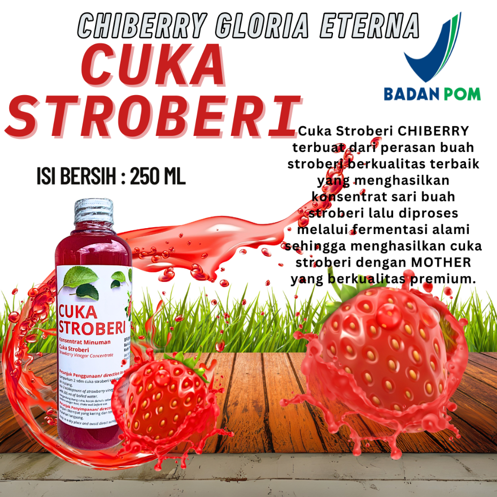 

CHIBERRY - Cuka Stroberi 250ml botol plastik
